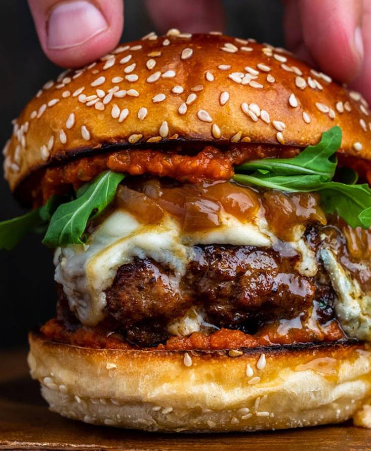 Beef, Chorizo, and Tomato Blended Burgers with Burger Sauce