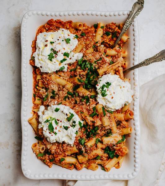 Blush Chicken Pasta with Whipped Ricotta