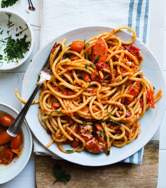 Calabrian Chili Tomato Lobster Pasta