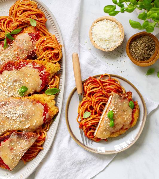 Chicken Parmesan and Spaghetti