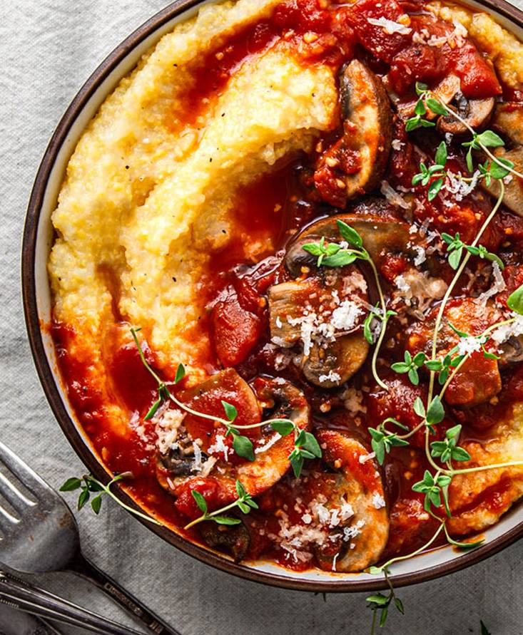 Easy Tomato Mushroom Polenta