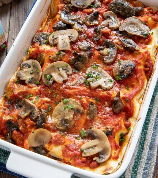 Lasaña a la boscaiola