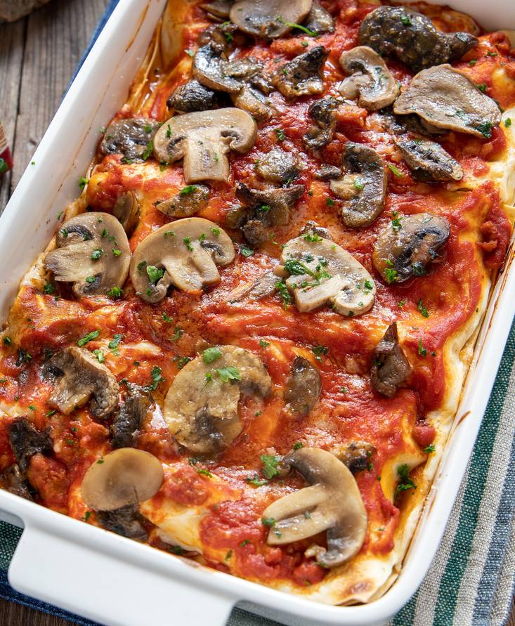 Lasaña a la boscaiola