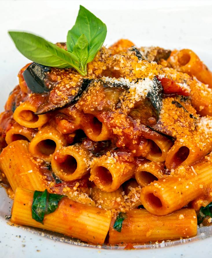 Grilled Tortiglioni a la Norma