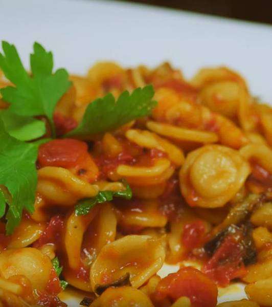 Eggplant and Shrimps Orecchiette