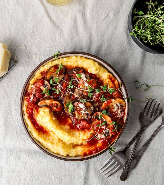 Easy Tomato Mushroom Polenta