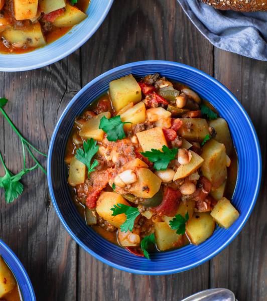 Saucy potato, Chorizo and White Beans
