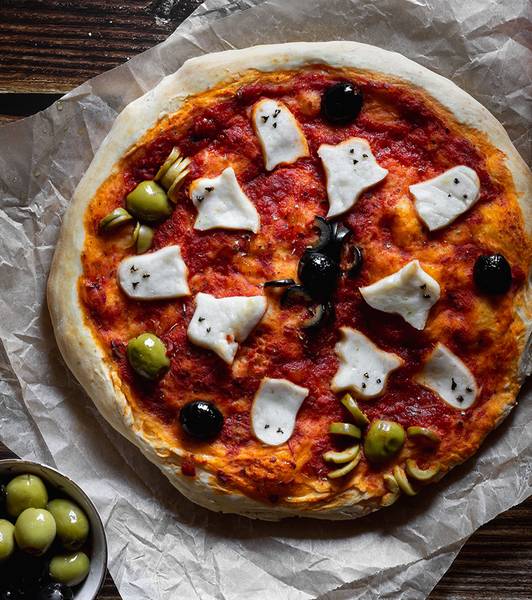 Spooky Vegan Ghost Pizza