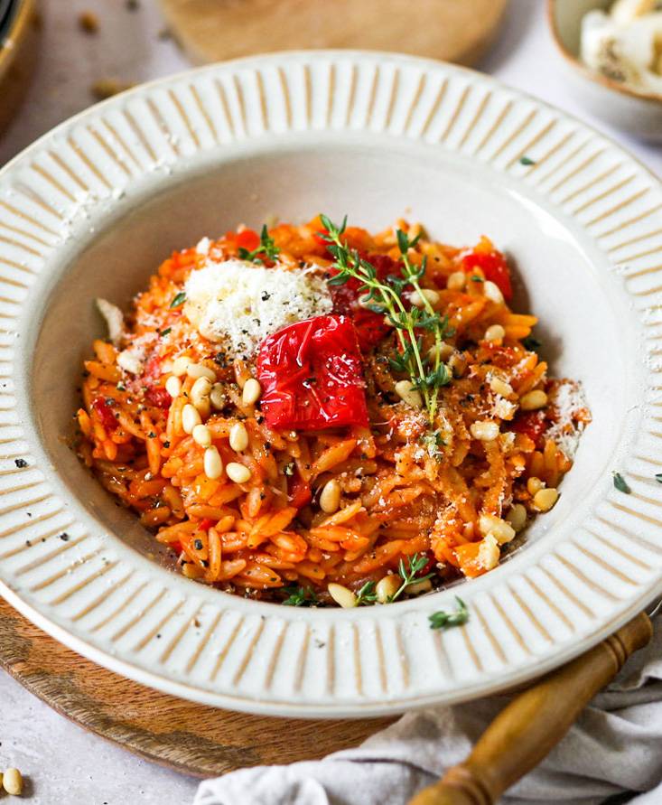 Pastasotto de tomate con pimientos