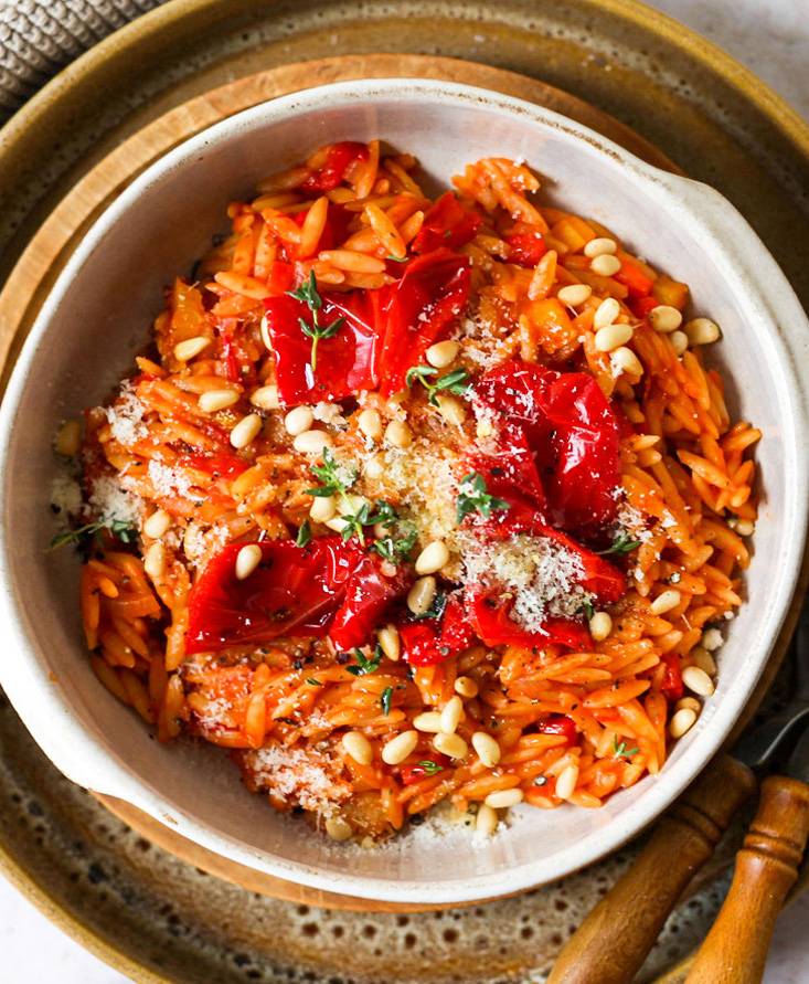 Pastasotto de tomate con pimientos