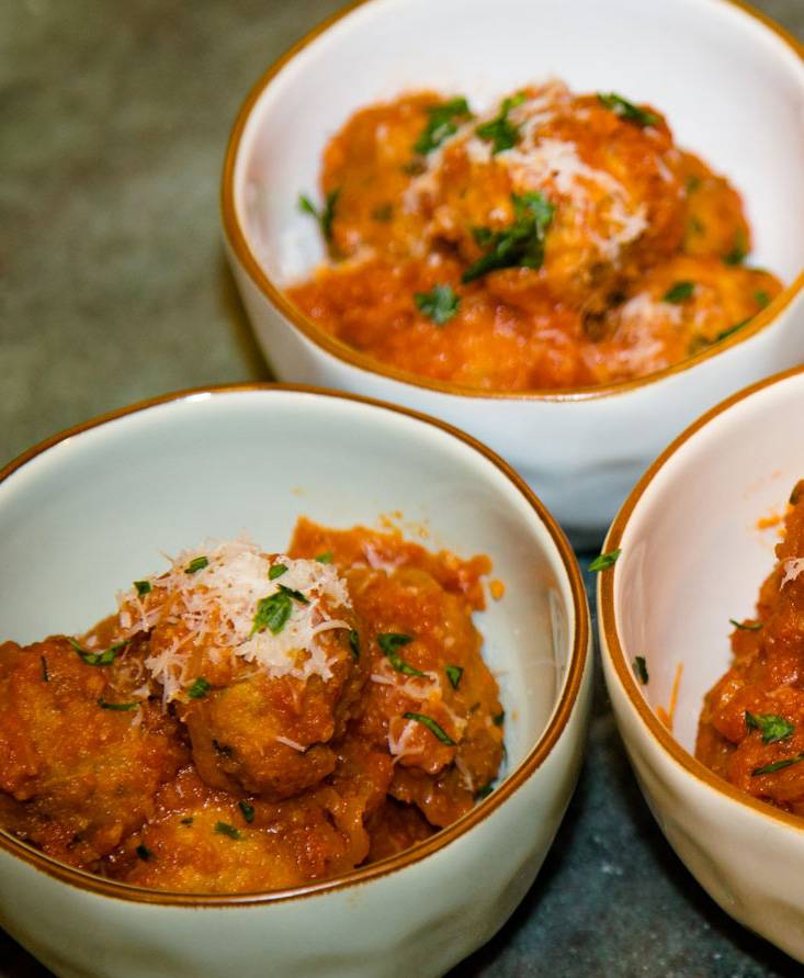 Veal Meatballs with Tomato and White Wine Sauce